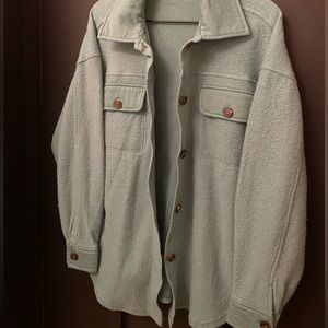 Cupcakes and Cashmere Blue/Green Shacket (deeper bluish/green)
